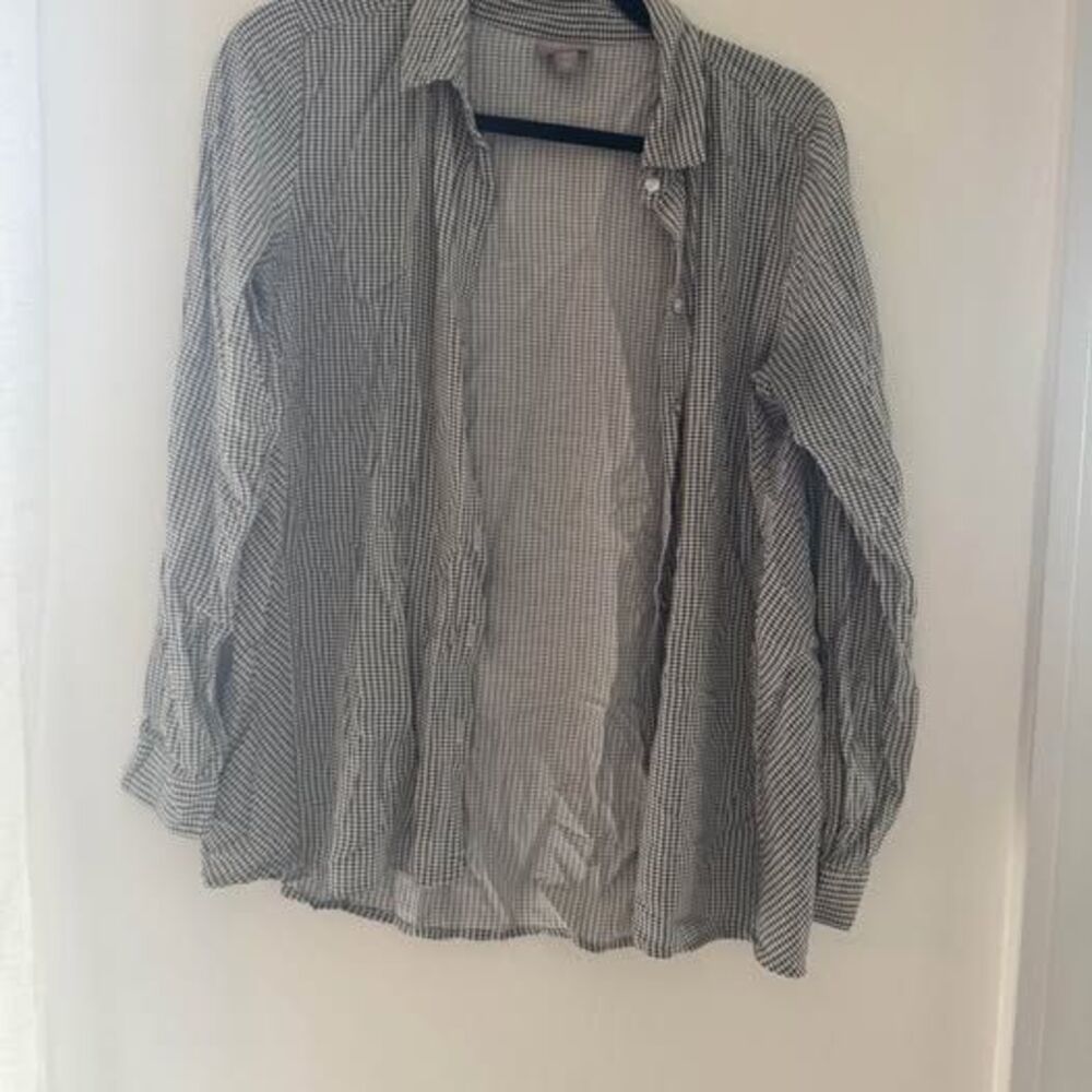 J. Jill XS Rayon Houndstooth Button Down Shirt